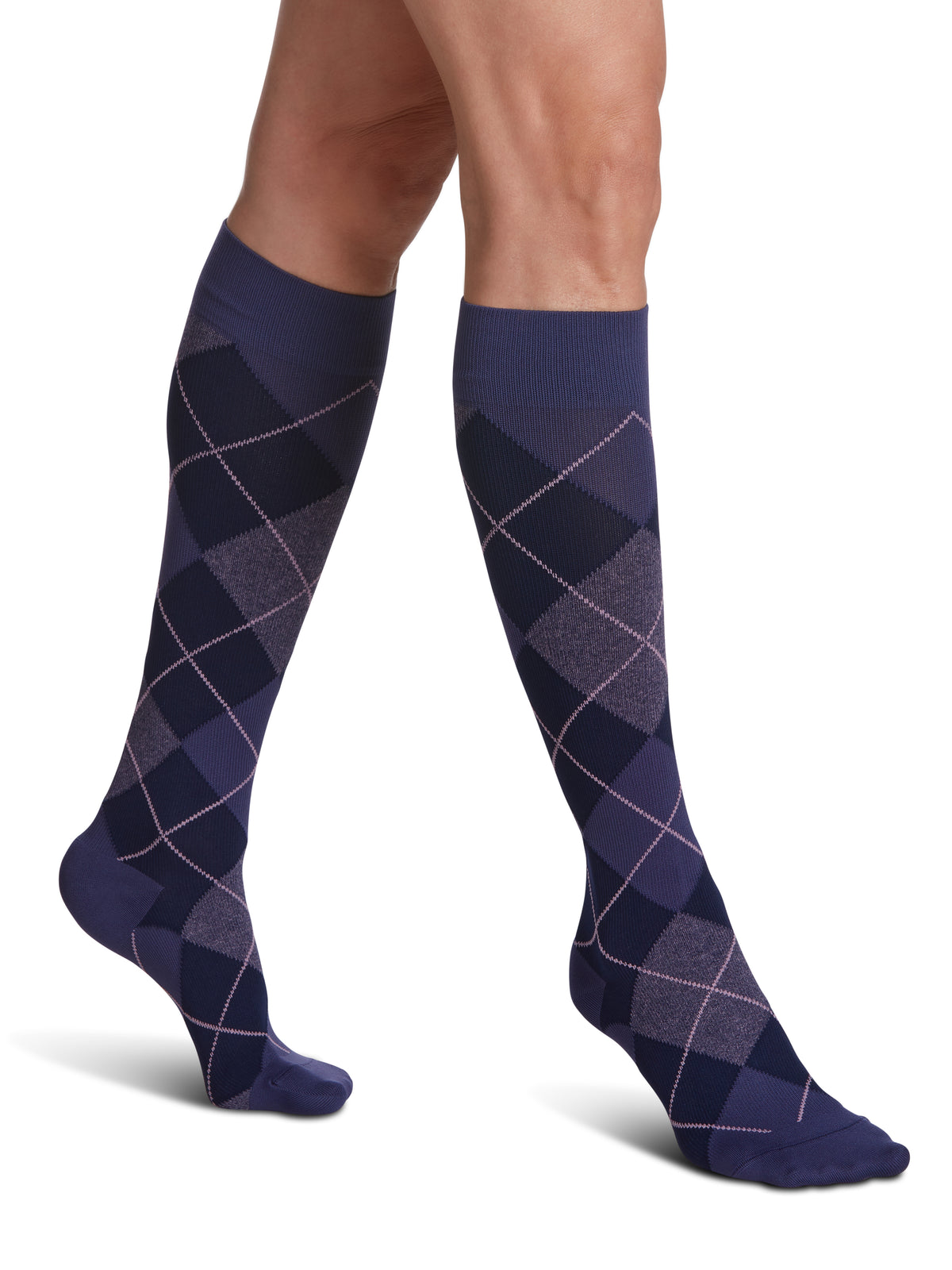 Microfiber Shades Women's Compression Socks 15-20 mmHg - Purple Argyle ...